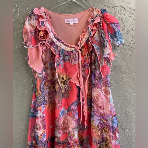 Y2K Dream Dress Short Mini Asymmetrical Handkerchief Silk Paris Hilton Layered L - Picture 4 of 16